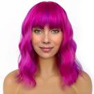 Peruca LANICE Short Bob com franja solta ondulada 30 cm rosa roxa