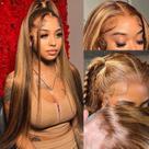 Peruca LETMIEO 76 cm ombré lace front de cabelo humano, densidade 180% Peruca LETMIEO 76 cm ombré lace front de cabelo humano, densidade 180%
