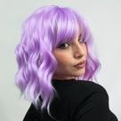 Peruca LINGHANG Purple Sintética Short Bob Wavy para mulheres