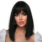 Peruca Lisa 45cm Franja Reta Fibra Alta Temperatura