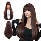 Peruca Lisa Com Franja 70cm Orgânica Castanho Natural Peruca Lisa Com Franja 70cm Orgânica Castanho Natural