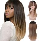 Peruca Lisa Com Franja Tamanho Médio Fibra Premium + Wig Cap