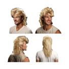 Peruca Loira Cacheada Estilo Mullet Para Homens, Fantasia Anos 70 E 80, Punk Rock, Halloween,