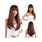 Peruca Longa Cinza Lisa Com Franja, Cabelo Sintético Resistente Ao Calor Para Uso Diário E Cosplay