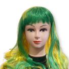 Peruca Longa Encaracolada Verde e Amarelo