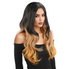 Peruca longa ondulada de 60 cm, preta a loira, ombre, fantasia de cosplay
