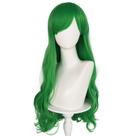 Peruca longa verde ondulada de 70 cm com franja lateral para mulheres Peruca longa verde ondulada de 70 cm com franja lateral para mulheres