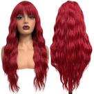 Peruca longa vermelha ondulada com franja fibra orgânica RED Peruca longa vermelha ondulada com franja fibra orgânica RED