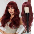 Peruca Lovenia Long Burgundy de fibra sintética 66 cm com franja