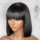 Peruca LUVME HAIR Short Black Straight Bang 25 cm de cabelo humano Peruca LUVME HAIR Short Black Straight Bang 25 cm de cabelo humano