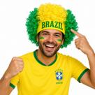 Peruca Maluca Encaracolado Faixa Brasil Copa Do Mundo Verde Amarelo