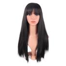 Peruca MapOfBeauty, cabelo sintético longo e reto, 60 cm com franja