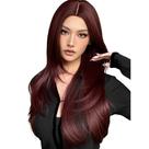 Peruca Marsala Lisa Sem Franja 70cm Fibra Orgânica