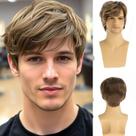 Peruca masculina Beweig, loira mista, curta, reta, sintética