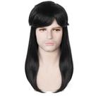 Peruca masculina Black Rock de 14 polegadas reta sintética com franja
