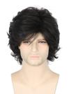 Peruca masculina LeMarnia, dos anos 70, preta, ondulada, fofa, de Halloween Peruca masculina LeMarnia, dos anos 70, preta, ondulada, fofa, de Halloween