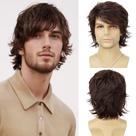 Peruca masculina Tereshar de cabelo sintético ondulado natural em camadas curtas Peruca masculina Tereshar de cabelo sintético ondulado natural em camadas curtas