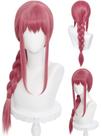 Peruca meio a meio longa, rosa vermelha, rosa, cabelo sintético 70cm