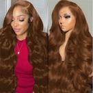 Peruca METDIO 28" Body Wave Lace Front Cabelo Humano Castanho