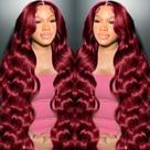 Peruca METDIO 99J Burgundy Wine Red Body Wave 80cm de cabelo humano