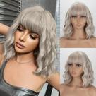 Peruca MISSQUEEN Ash Blonde Wavy Bob com franja de 30 cm para mulheres
