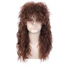 Peruca morvally 80s Rockstar Style longa marrom encaracolada para homens e mulheres
