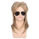 Peruca morvally masculina dos anos 70 e 80 estilo mullet, cabelo loiro