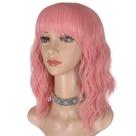 Peruca Morvally Short Pink Wavy Bob 40 cm de cabelo sintético feminino