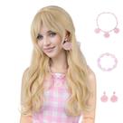 Peruca MUPUL Blonde Wavy Long com franja para cosplay feminino