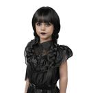 Peruca MUPUL de trança longa preta com franja para meninas de Halloween