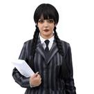 Peruca MUPUL preta trançada com franja longa para cosplay feminino