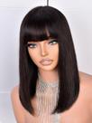 Peruca MURAME Bob 100% cabelo humano 210% de densidade com franja 14" preta