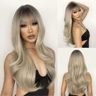 Peruca N NAYASA Long Dirty Blonde em camadas com franja Ombre 60cm