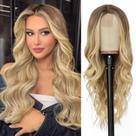 Peruca NAYOO Long Blonde 66 cm para mulheres sintética resistente ao calor