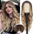 Peruca NAYOO Long Ombre Blonde Wavy 66 cm para mulheres sintética