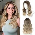 Peruca Niceone Hair Ombre Blonde Wave 18 cm de comprimento médio para mulheres
