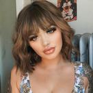 Peruca NOBLE Synthetic Curly Bob 30cm com franja marrom para mulheres Peruca NOBLE Synthetic Curly Bob 30cm com franja marrom para mulheres