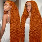 Peruca Nsvnsv Ginger Human Hair 13x4 Deep Wave 70cm 180% de densidade