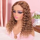 Peruca omswet Curly BOB 100% cabelo humano 200 densidade 40 cm marrom claro