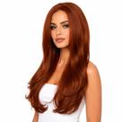 Peruca Ondulada Cobre Ruiva 350 65cm Sem Franja