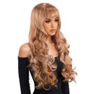 Peruca ondulada marrom dourada Ombre 60cm com franja 258g sintética Peruca ondulada marrom dourada Ombre 60cm com franja 258g sintética
