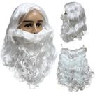 Peruca papai noel branca com barba longa monge mago idoso Peruca papai noel branca com barba longa monge mago idoso