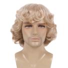 Peruca para homens de cabelo sintético curto loiro encaracolado 35,5 cm