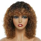 Peruca PECWU Curly Bob 30cm Human Hair Ombre Brown 200% de densidade