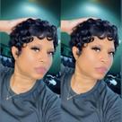 Peruca PENDORISYS Pixie Cut, curta, em camadas, encaracolado, ondulado, cabelo humano