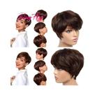 Peruca Pixie Cinza Com Franja, Curta, Ombre, Ondulada Natural, Cabelo Humano Brasileiro