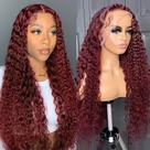 Peruca Pizazz 99J HD Lace Frontal Cabelo Humano 180 Densidade 60cm