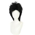 Peruca preta, punk rock mullet, 37 cm, traje de cabelo sintético