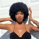 Peruca PWEOUKE Afro Curly 20cm Preto Natural Sintético 1B