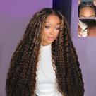 Peruca QUANDIAN 26" Deep Wave Balayage Sem Cola 210% Peruca QUANDIAN 26" Deep Wave Balayage Sem Cola 210%